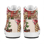 Japanese Snake Tattoo Print High Top Leather Sneakers