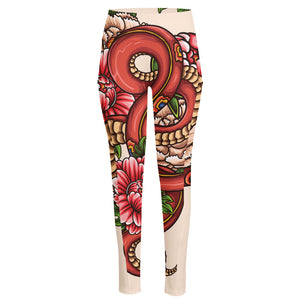 Japanese Snake Tattoo Print High-Waisted Pocket Leggings