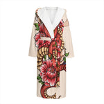 Japanese Snake Tattoo Print Hooded Bathrobe