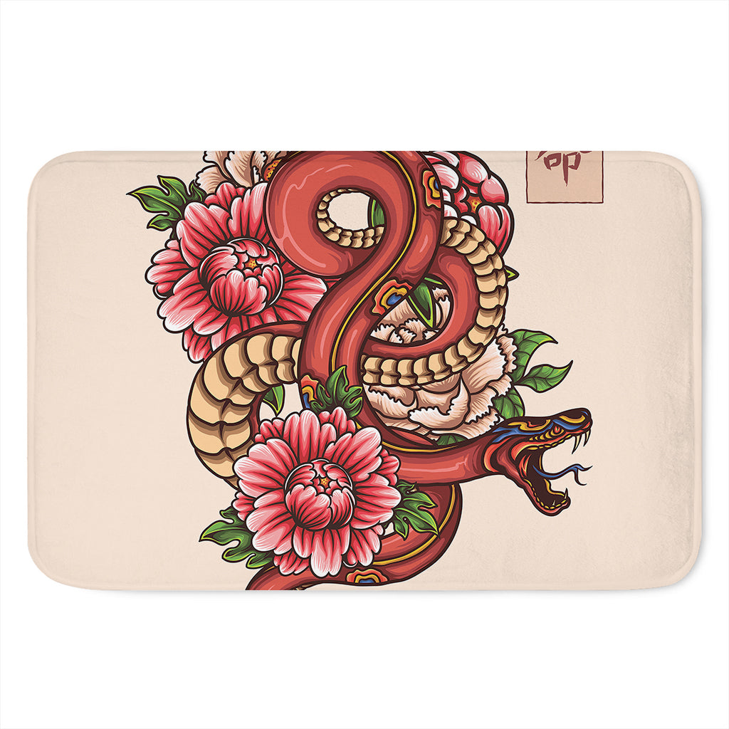 Japanese Snake Tattoo Print Indoor Door Mat