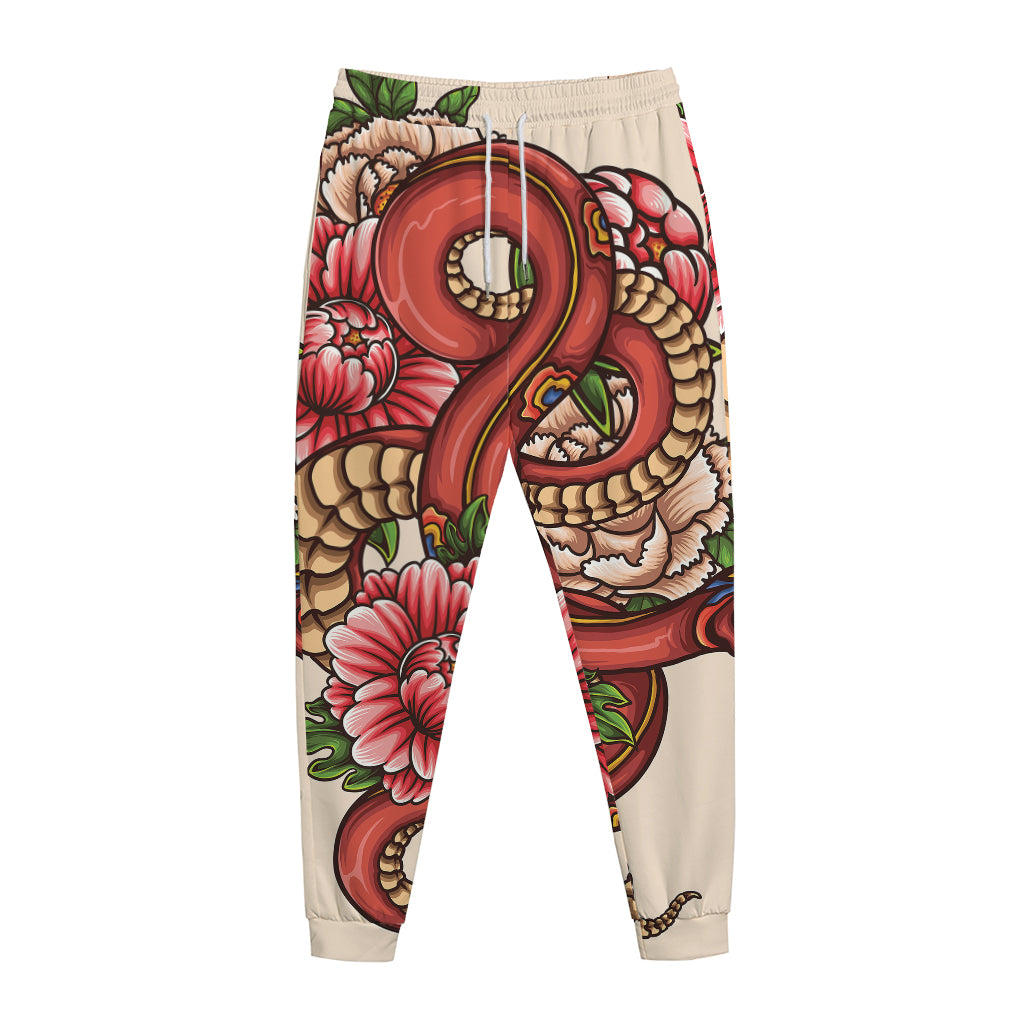 Japanese Snake Tattoo Print Jogger Pants