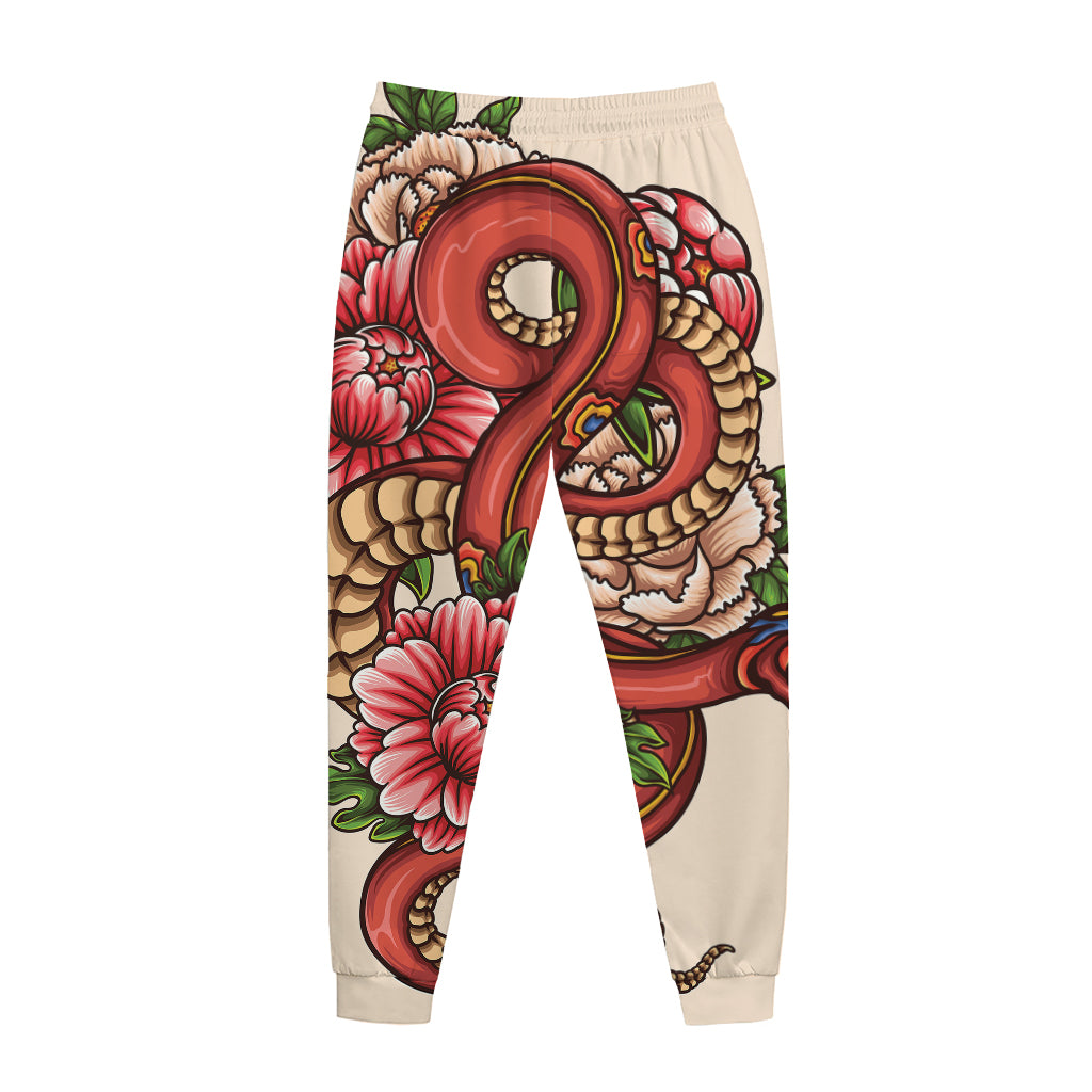 Japanese Snake Tattoo Print Jogger Pants