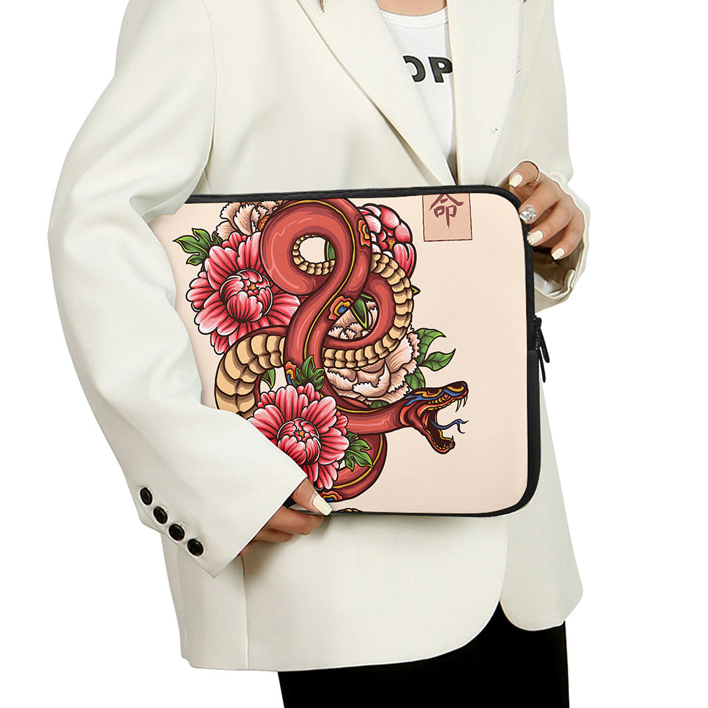 Japanese Snake Tattoo Print Laptop Sleeve