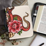 Japanese Snake Tattoo Print Leather Bible Cover