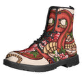 Japanese Snake Tattoo Print Lace-Up Boots