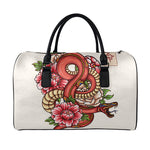 Japanese Snake Tattoo Print Leather Duffle Bag