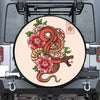 Japanese Snake Tattoo Print Leather Spare Tire Cover