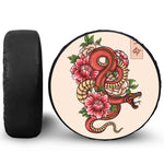 Japanese Snake Tattoo Print Leather Spare Tire Cover