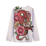 Japanese Snake Tattoo Print Long Sleeve Short Coat