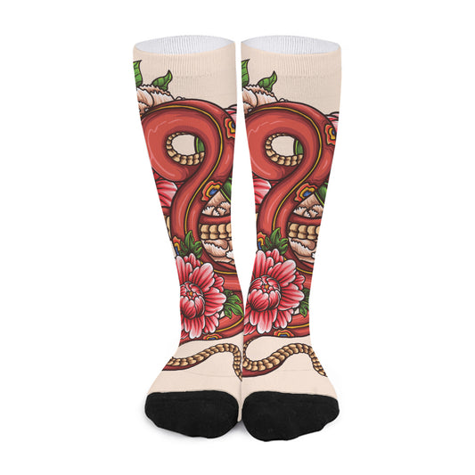 Japanese Snake Tattoo Print Long Socks