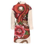 Japanese Snake Tattoo Print Men's Bathrobe