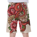 Japanese Snake Tattoo Print Men's Beach Shorts
