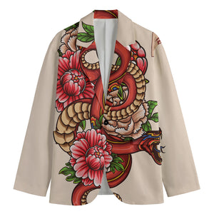 Japanese Snake Tattoo Print Men's Blazer