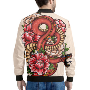 Japanese Snake Tattoo Print Men's Bomber Jacket