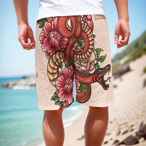 Japanese Snake Tattoo Print Men's Cargo Shorts