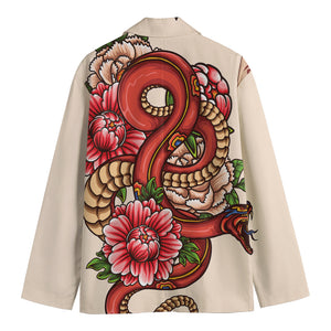 Japanese Snake Tattoo Print Men's Cotton Blazer