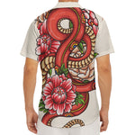 Japanese Snake Tattoo Print Men's Deep V-Neck Shirt