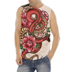 Japanese Snake Tattoo Print Men's Fitness Tank Top