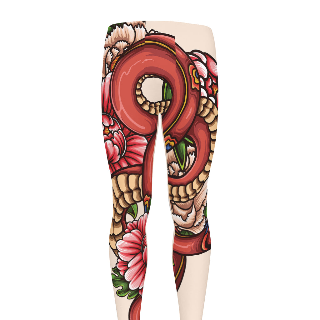 Japanese Snake Tattoo Print Men's leggings