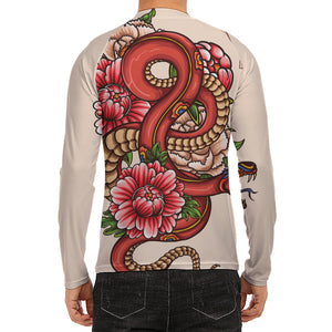 Japanese Snake Tattoo Print Men's Long Sleeve Rash Guard