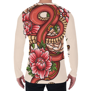 Japanese Snake Tattoo Print Men's Long Sleeve T-Shirt