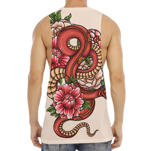 Japanese Snake Tattoo Print Men's Muscle Tank Top