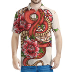 Japanese Snake Tattoo Print Men's Polo Shirt
