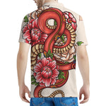 Japanese Snake Tattoo Print Men's Polo Shirt