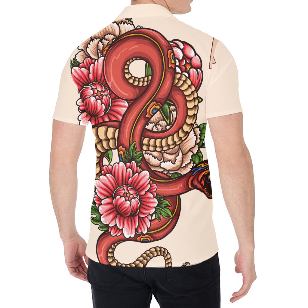 Japanese Snake Tattoo Print Men's Shirt
