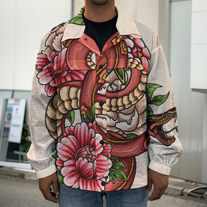 Japanese Snake Tattoo Print Men's Shirt Jacket