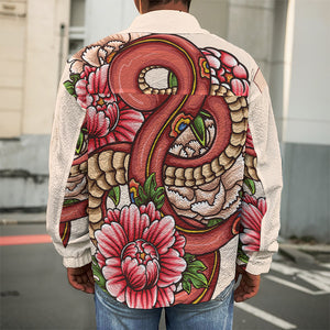 Japanese Snake Tattoo Print Men's Shirt Jacket