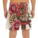 Japanese Snake Tattoo Print Men's Split Running Shorts