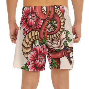 Japanese Snake Tattoo Print Men's Split Running Shorts