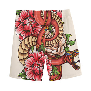 Japanese Snake Tattoo Print Men's Sports Shorts