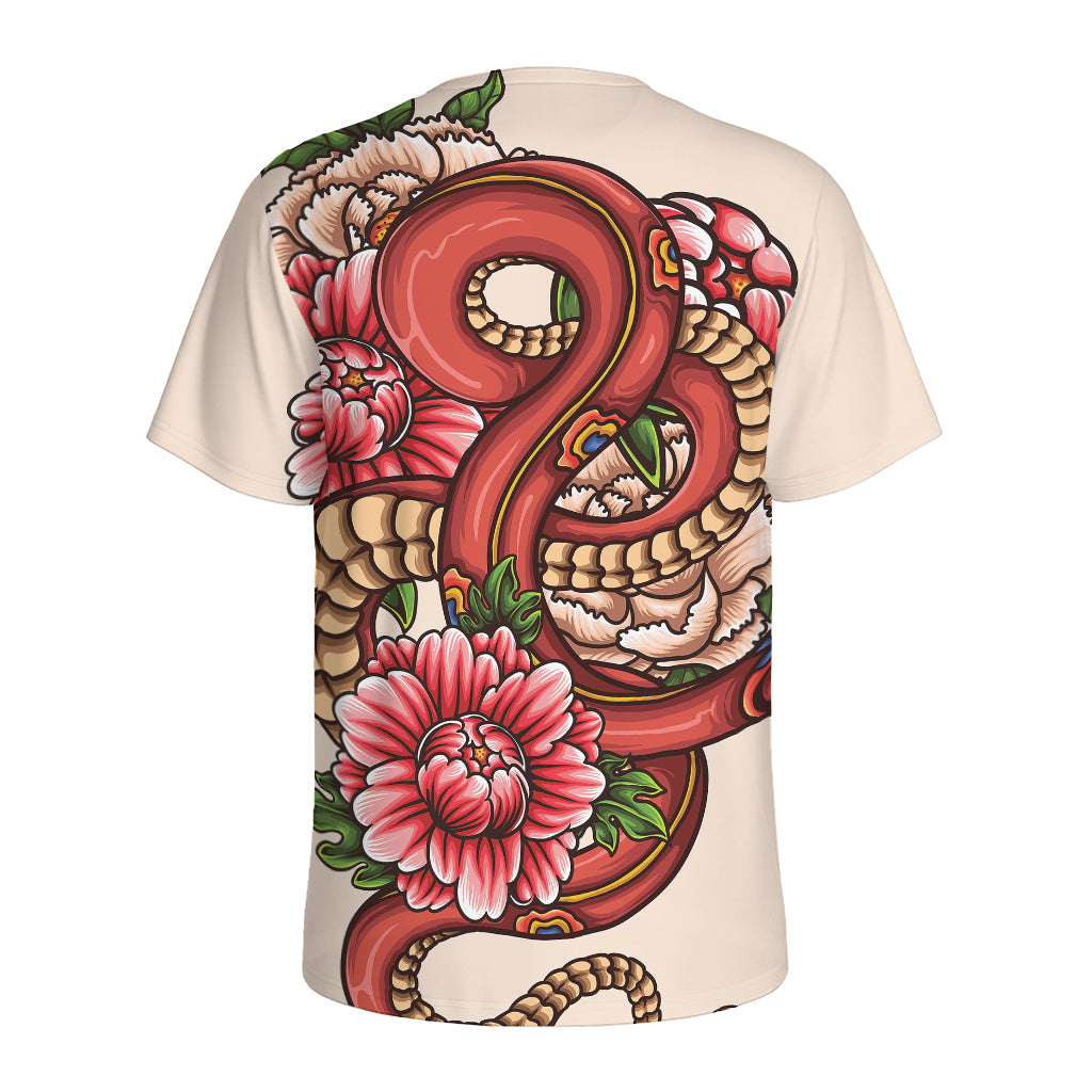 Japanese Snake Tattoo Print Men's Sports T-Shirt