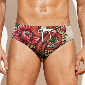 Japanese Snake Tattoo Print Men's Swim Briefs