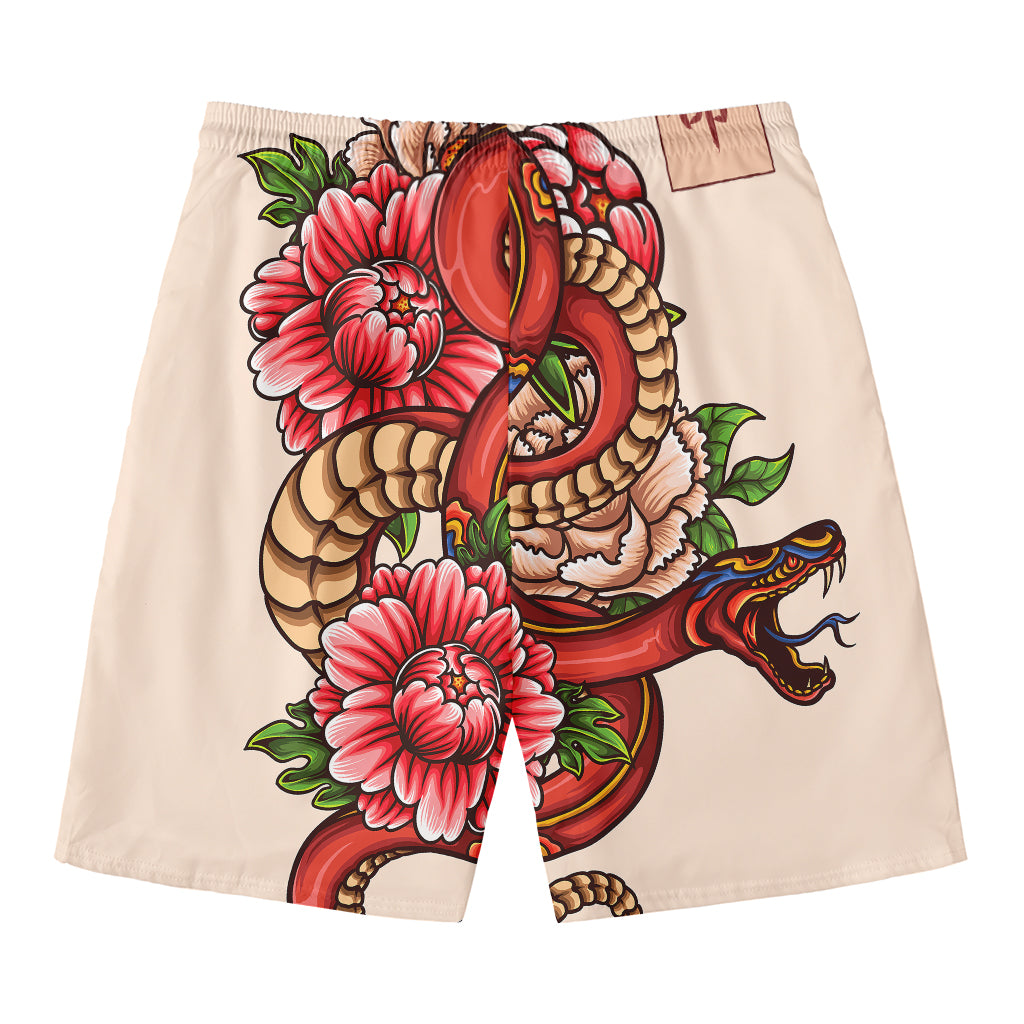 Japanese Snake Tattoo Print Men's Swim Trunks