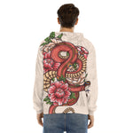 Japanese Snake Tattoo Print Men's Velvet Pullover Hoodie
