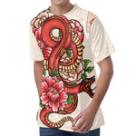 Japanese Snake Tattoo Print Men's Velvet T-Shirt