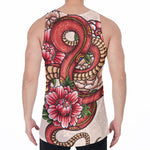Japanese Snake Tattoo Print Men's Velvet Tank Top