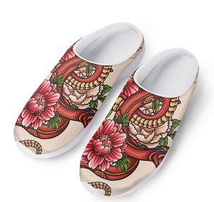 Japanese Snake Tattoo Print Mesh Casual Shoes