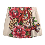 Japanese Snake Tattoo Print Mesh Shorts