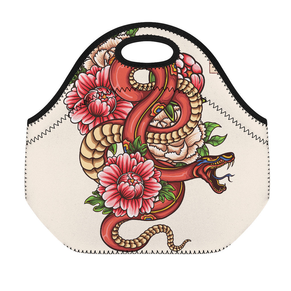 Japanese Snake Tattoo Print Neoprene Lunch Bag