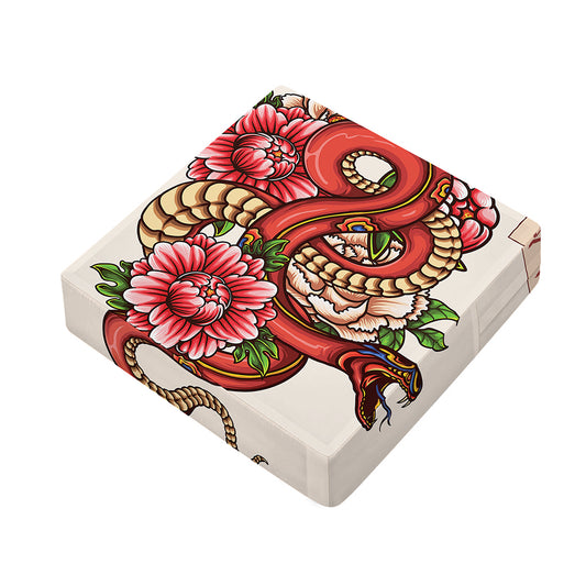 Japanese Snake Tattoo Print Outdoor Seat Cushion Cover