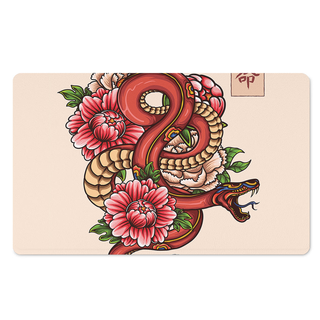 Japanese Snake Tattoo Print Polyester Doormat