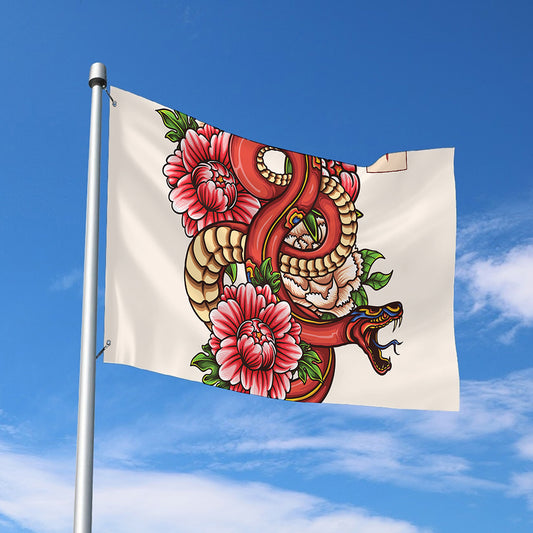 Japanese Snake Tattoo Print Polyester Flag