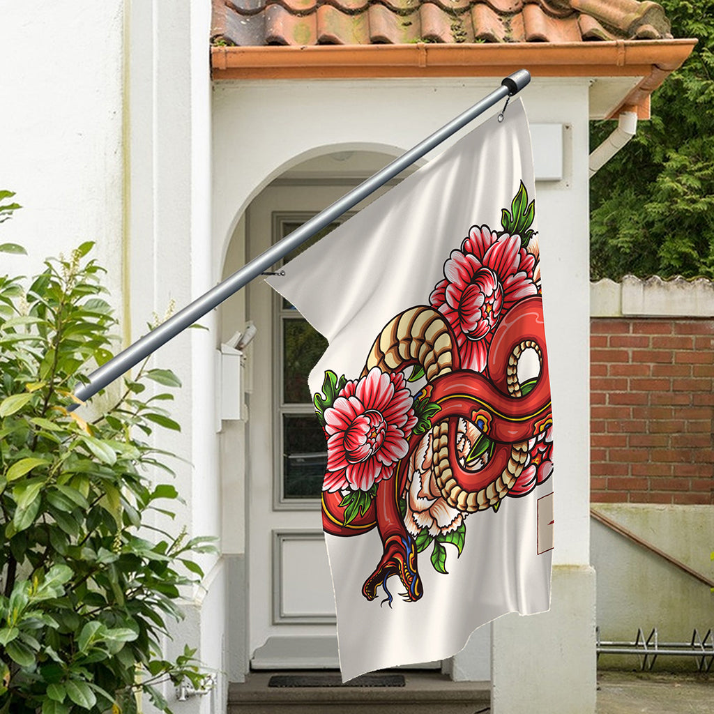 Japanese Snake Tattoo Print Polyester Flag