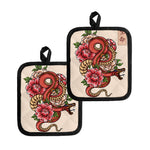 Japanese Snake Tattoo Print Pot Holders