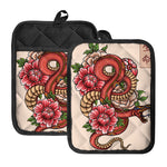 Japanese Snake Tattoo Print Pot Holders With Pocket