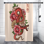 Japanese Snake Tattoo Print Premium Shower Curtain